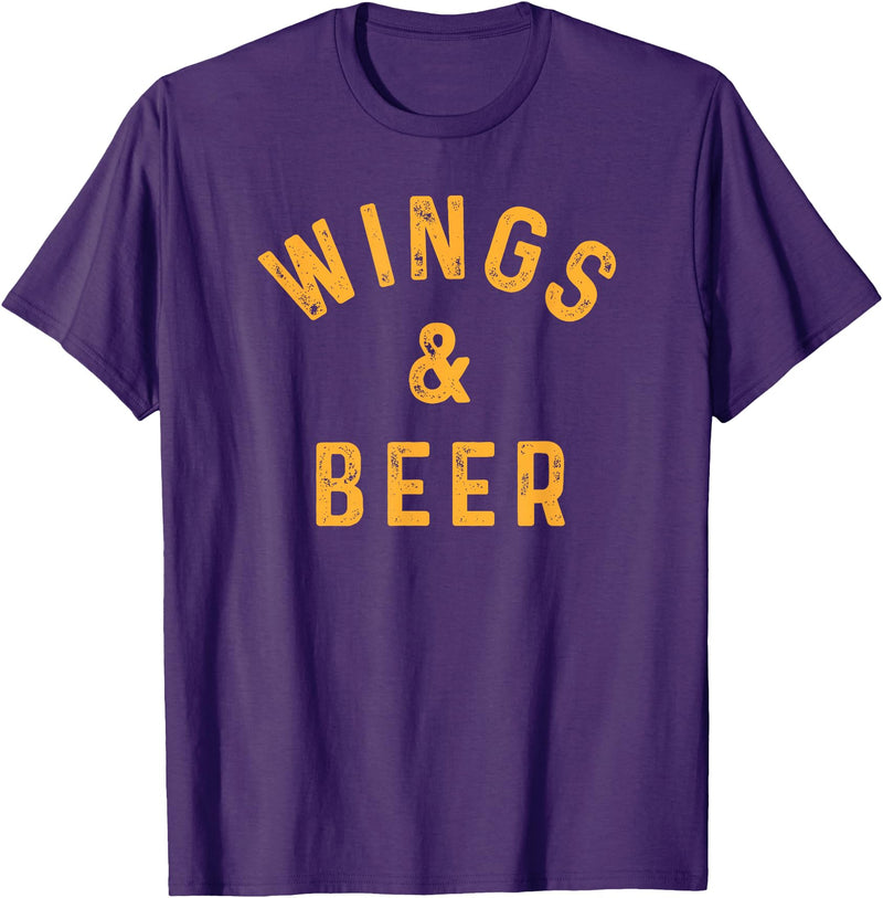 Threadrock Wings & Beer Funny Buffalo Chicken Lover Beer Drinker T-Shirt - Purple