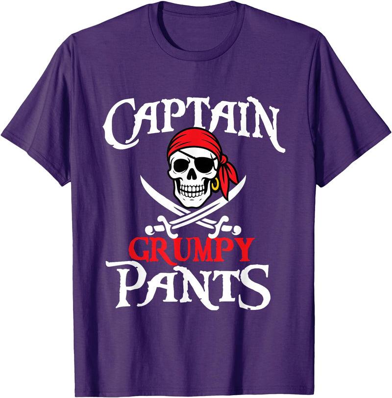Funny Pirate Shirts Captain Grumpy Pants - Buccaneer Freebooter Pirate T-Shirt - Purple