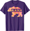 Proud Alaskan Bear Art Alaska State Pride Proud Alaskan Pink Grizzly Bear T-Shirt - Purple