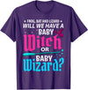 Halloween Gender Reveal Apparel Witch Or Wizard Gender Reveal Baby Shower Party Celebration T-Shirt - Purple