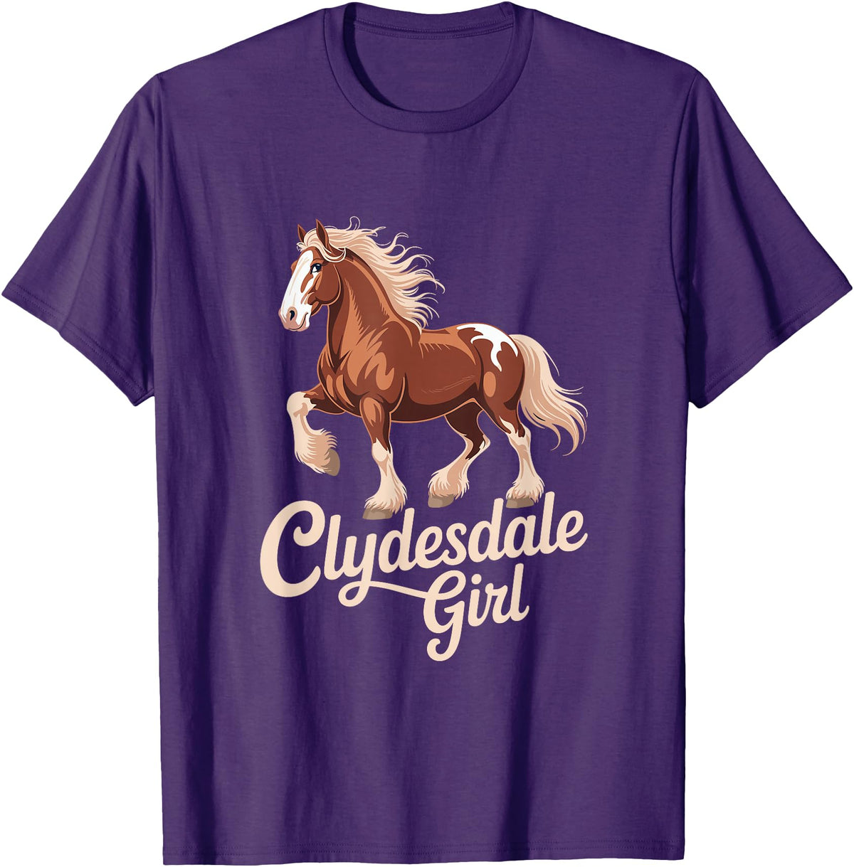 Clydesdale Horse Lovers Club Clydesdale Girl Vintage Horse Equestrian T-Shirt - Purple