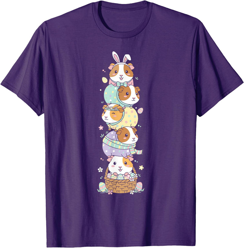 Guinea Pig Lovers Easter Day Costume for Boy Girl Funny Guinea Pig Easter Egg Kids Mens Womens Easter Day T-Shirt - Purple