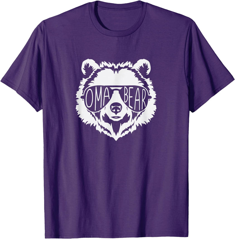 oma Bear Family Apparel Grandma Bear Face with Sunglasses T-Shirt - Purple