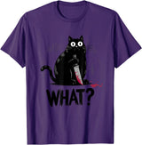 Cat Owners Black Cat What? Black Cat Murderous Cat With Knife Black Cat T-Shirt