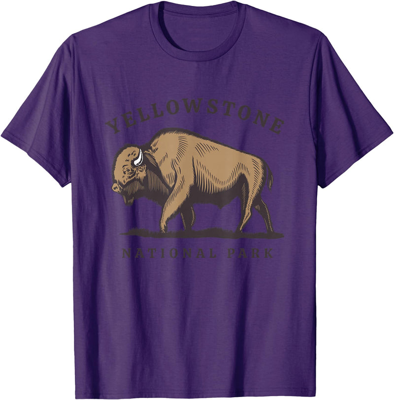 Yellowstone National Park Bison Clothing Co Yellowstone National Park Wyoming Buffalo Bison T-Shirt - Purple