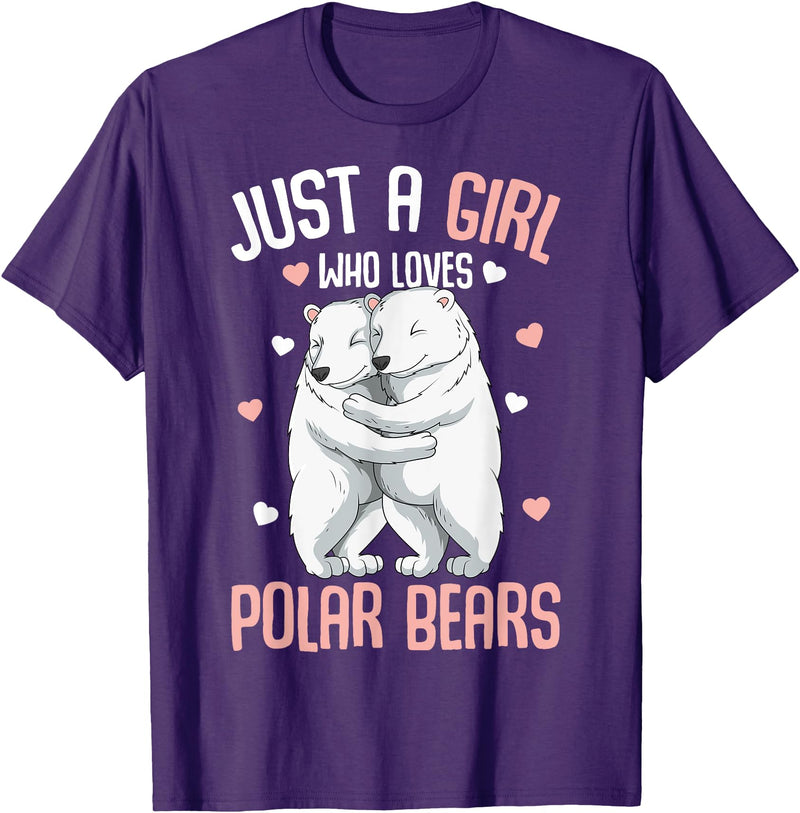 Funny Polar Bear Lover Apparel & Gift Ideas Just A Girl Who Loves Polar Bears Kids Girls T-Shirt - Purple