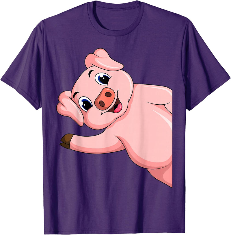 Funny Pig Lover & Owner Gift Ideas Pig Swine Kids Boys Girls Women T-Shirt - Purple
