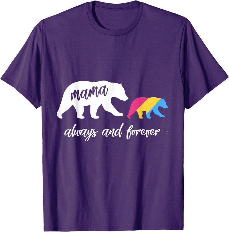 Cute Pansexual and Bisexual Mama Gift Tee Cute Pansexual Mama Bear T-Shirt - Purple