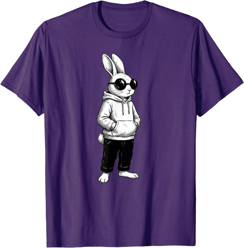 Cool Bunny Hipster Black Sunglasses Easter Rabbit 4 Boy Kids T-Shirt in Purple