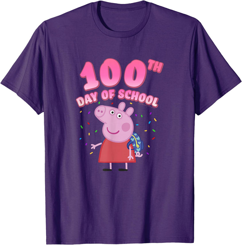Peppa Pig 100th Day Of School Celebration Confetti T-Shirt - Purple