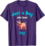 Boys Pig Shirts & Gifts for Kids Pig Shirt for Boys | Children's Pig T-Shirt - Purple