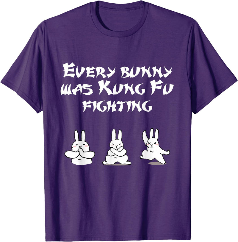 Funny Easter Every Bunny Was Kung Fu Fighting Karate T-Shirt in Purple
