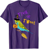 Bird Brained Halloween Trick or Tweet blue budgie cute graphic bird T-Shirt - Purple