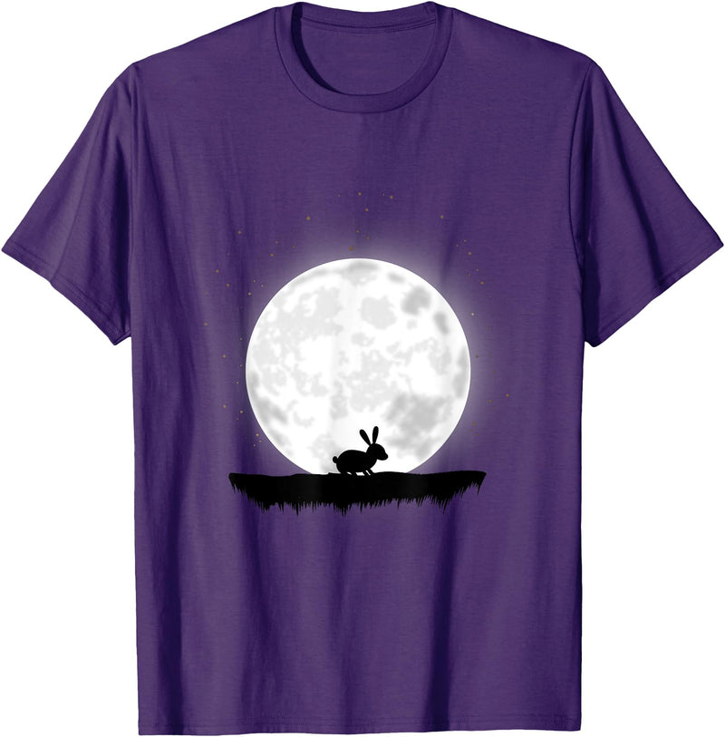 Rabbit in Moon and Moonlight T-Shirt in Purple