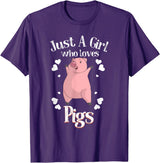 Cool Animal Farmers Year Of Pig Women Girl Designs Funny Just A Girl Who Loves Pigs Gift | Cute Mini Piggy Kids T-Shirt - Purple