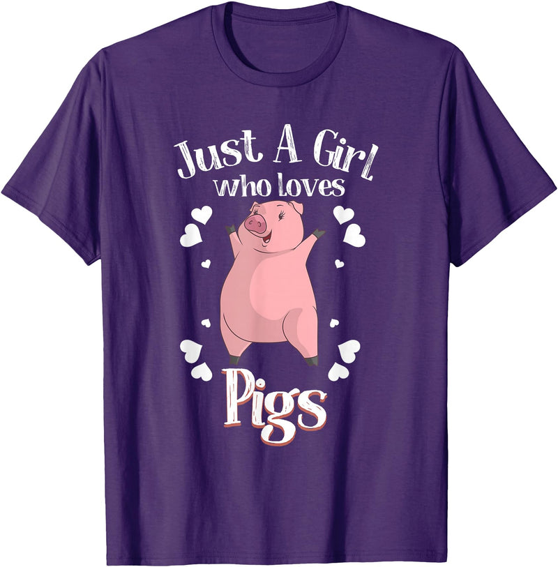 Cool Animal Farmers Year Of Pig Women Girl Designs Funny Just A Girl Who Loves Pigs Gift | Cute Mini Piggy Kids T-Shirt - Purple