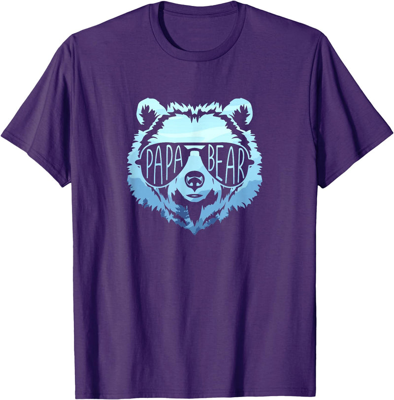 papa Grizzly in sunglasses Papa Bear Vintage Graphic T-Shirt - Purple