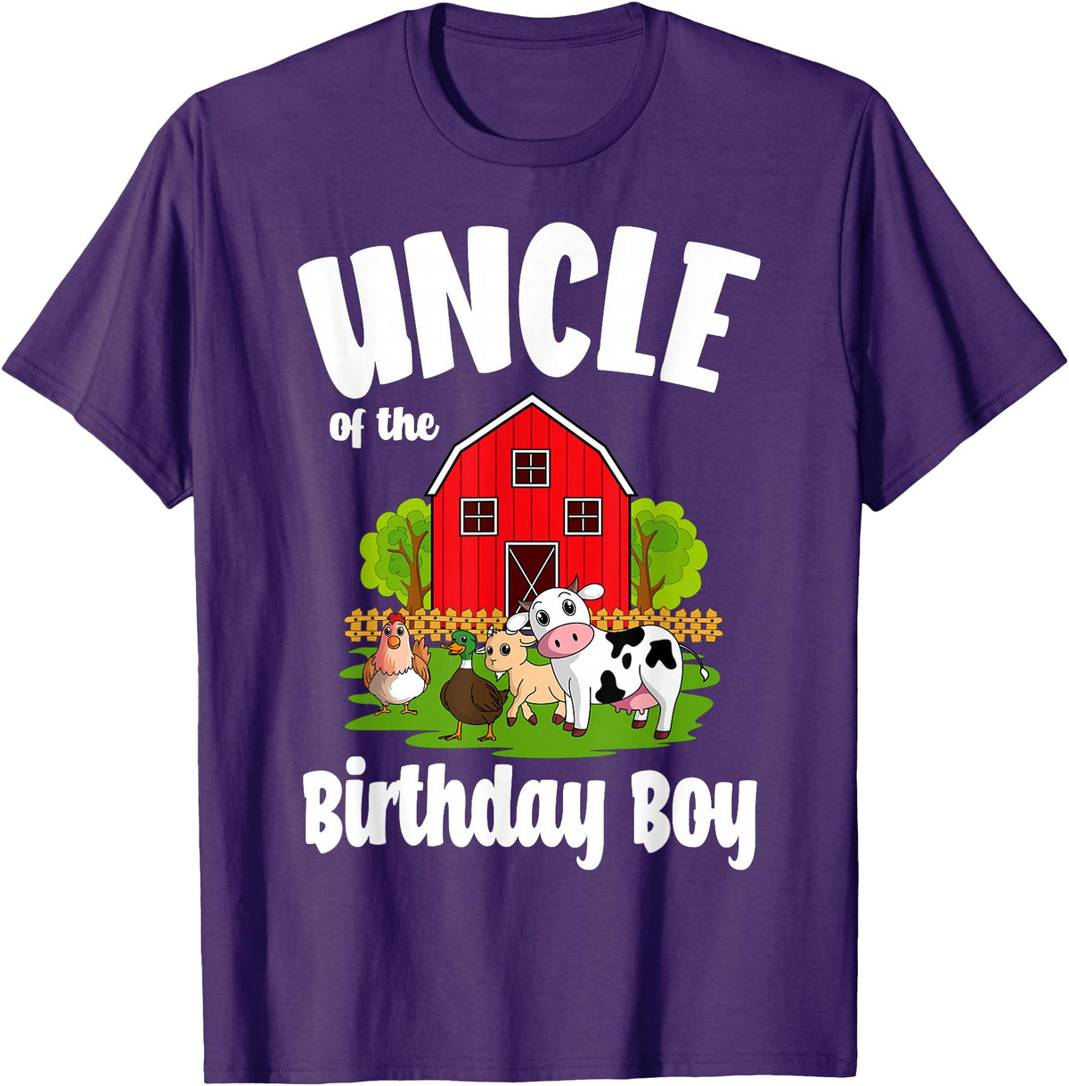 Birthday Boy Farm Animal Theme Uncle Of The Birthday Boy Farm Animal Bday Party Celebration T-Shirt - Purple
