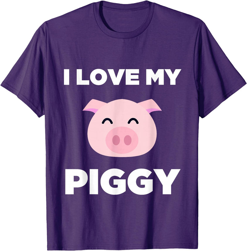 Adorable Fat Animals Tees I Love My Piggy - Funny Pet Pig Lover Cute T-Shirt T-Shirt - Purple