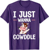Bedtime Cow Aficionados Pajama For Farmer I Just Wanna Cowddle Cuddle Cow Sleeping T-Shirt - Purple