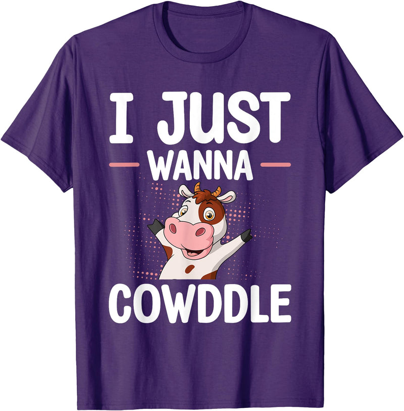 Bedtime Cow Aficionados Pajama For Farmer I Just Wanna Cowddle Cuddle Cow Sleeping T-Shirt - Purple