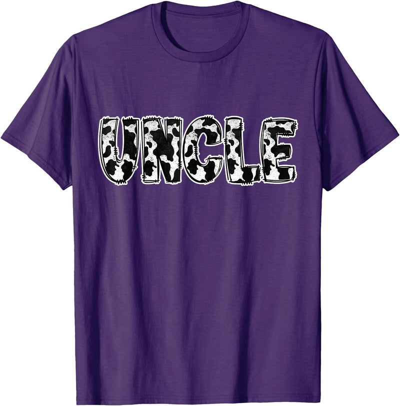 Cow Print Designs for the whole Family Uncle Cow Pattern Cow Print T-Shirt - Purple