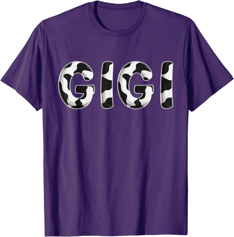 Cow Pattern Print Family Matching Birthday Shirts Cow Gigi Birthday Family Matching Mothers Day Boy Girl Farm T-Shirt -