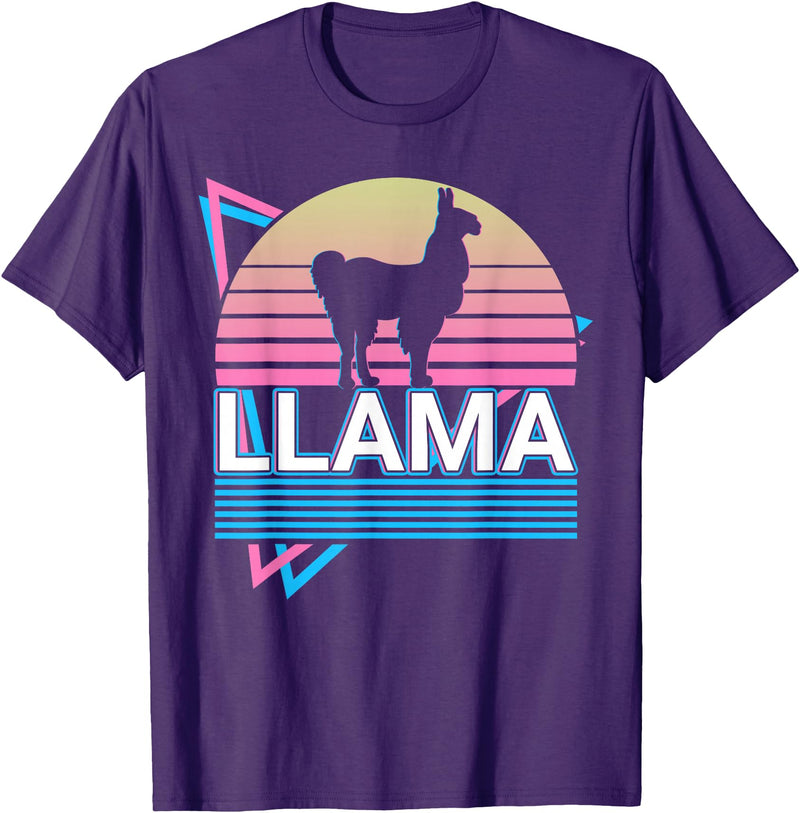 Llama Gifts Llama Alpaca Retro T-Shirt - Purple