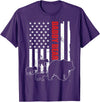 Vintage Gift for proud Dad of three Kids 4th July Daddy Bear with 3 cubs American Flag Daddy Bear Triplets T-Shirt - Purple