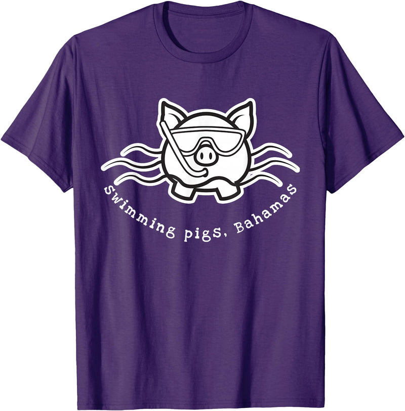 Bahamas Swimming Pigs Bahamas Swimming Pig with Mask and Snorkel T-Shirt - Purple