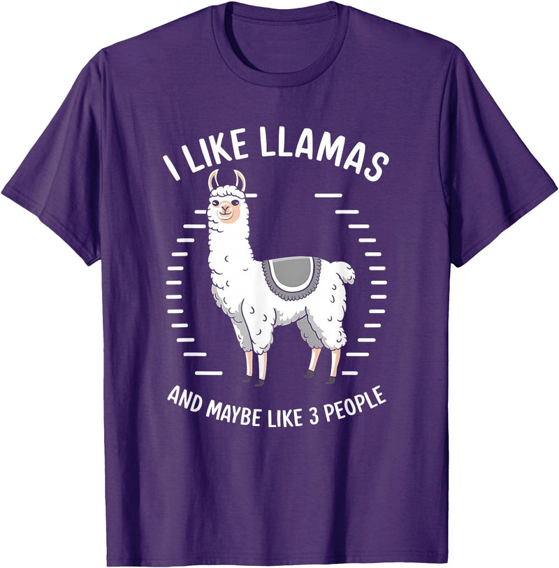 I Like Llamas And Maybe Like 3 People T-Shirt - Purple