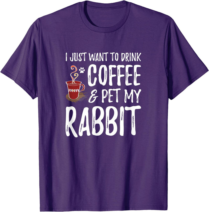 Rabbit Lover Coffee Funny Bunny Mom Gift T-Shirt in Purple