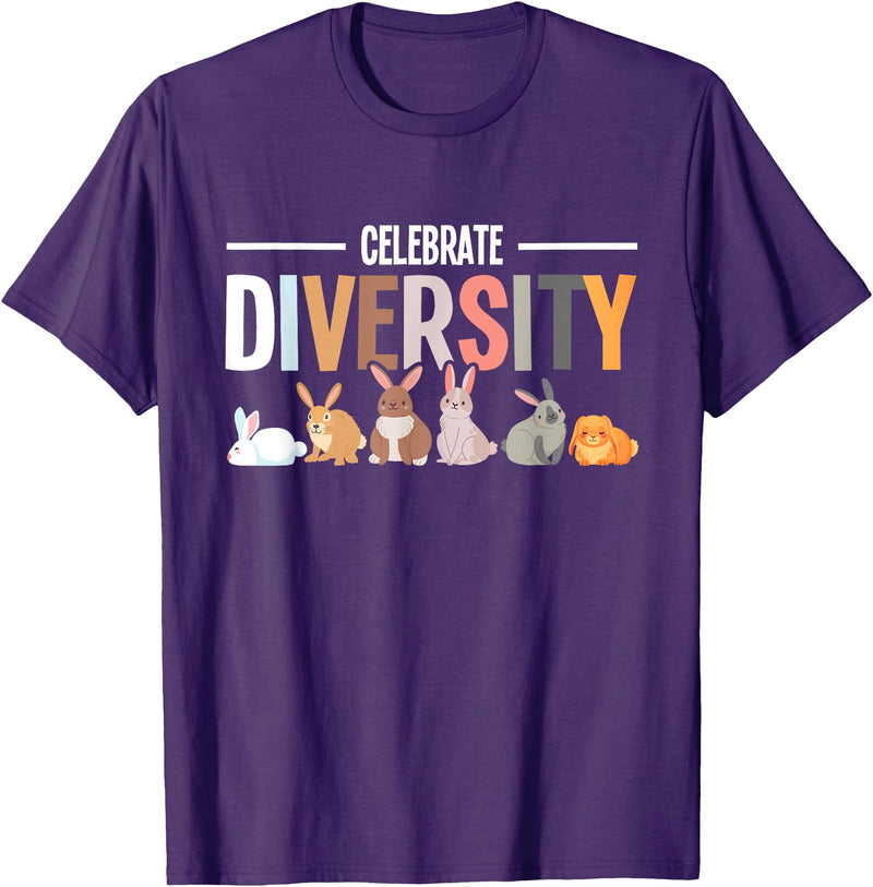 Celebrate Diversity Breeder for Rabbit Lovers T-Shirt in Purple