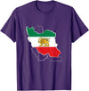 ToranjDesignArt Lion and Sun - Shir Khorshid -Iran Flag- Persian T-Shirt - Purple