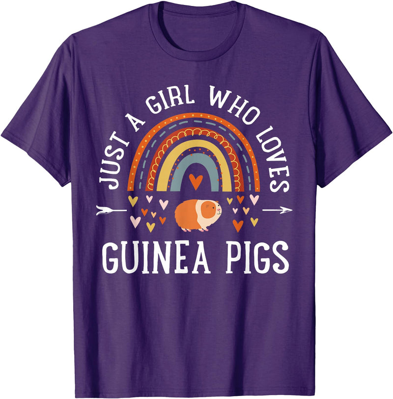 Cute Clothing With Guinea Pigs For Girls Just A Girl Who Loves Guinea Pigs Rainbow Gifts Cavy Lover T-Shirt - Purple
