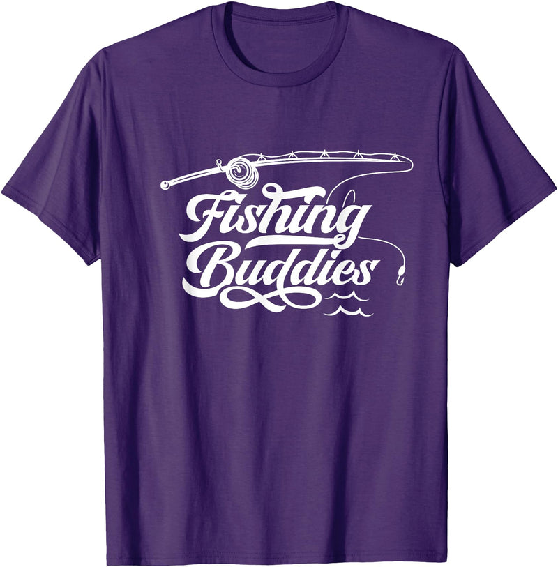 Friends Fish Team Favorite Fishing Buddy Unisex-Adults T-Shirt Black Small Regular Fit Short Sleeve Cotton 60% Polyester 40% Fishing Buddies Fisher Buddy Fisherman T-Shirt - Purple