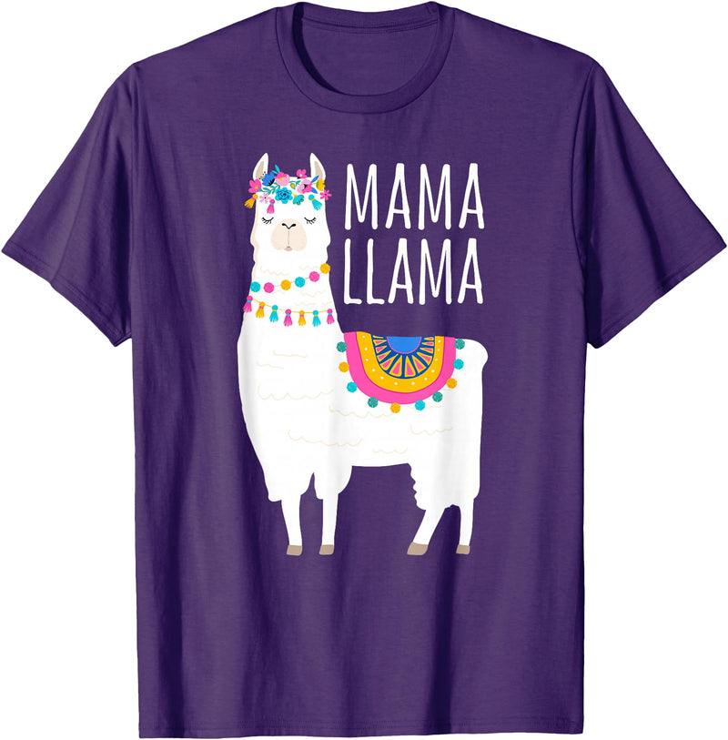 Mama Llama Lover Gifts by Memme Mama Llama Shirt for Women T-Shirt - Purple