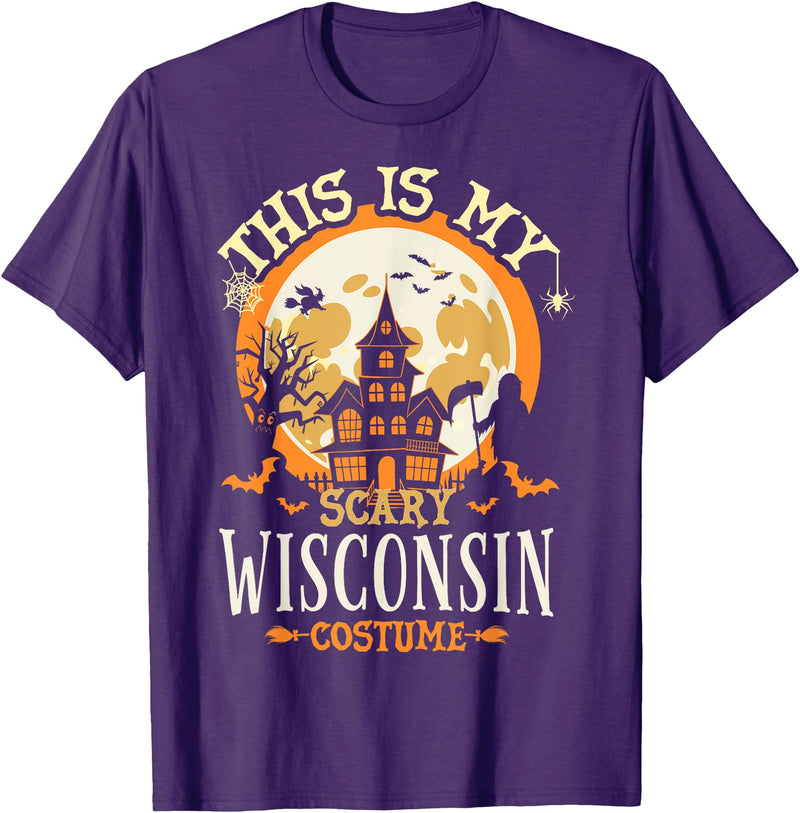 99 Gifts Matching Halloween Family Costume & Shirt Matching My Scary Wisconsin Halloween Costume T-Shirt - Purple