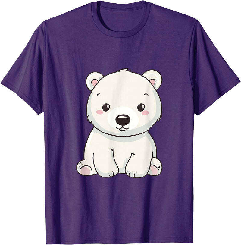 Polar Bears Shirts Cute Kawaii Polar Bears Lovers Gifts, White Bears T-Shirt - Purple