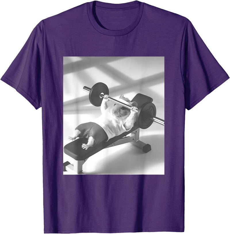 Hamster Gym Weight Lifting Meme T-Shirt - Purple