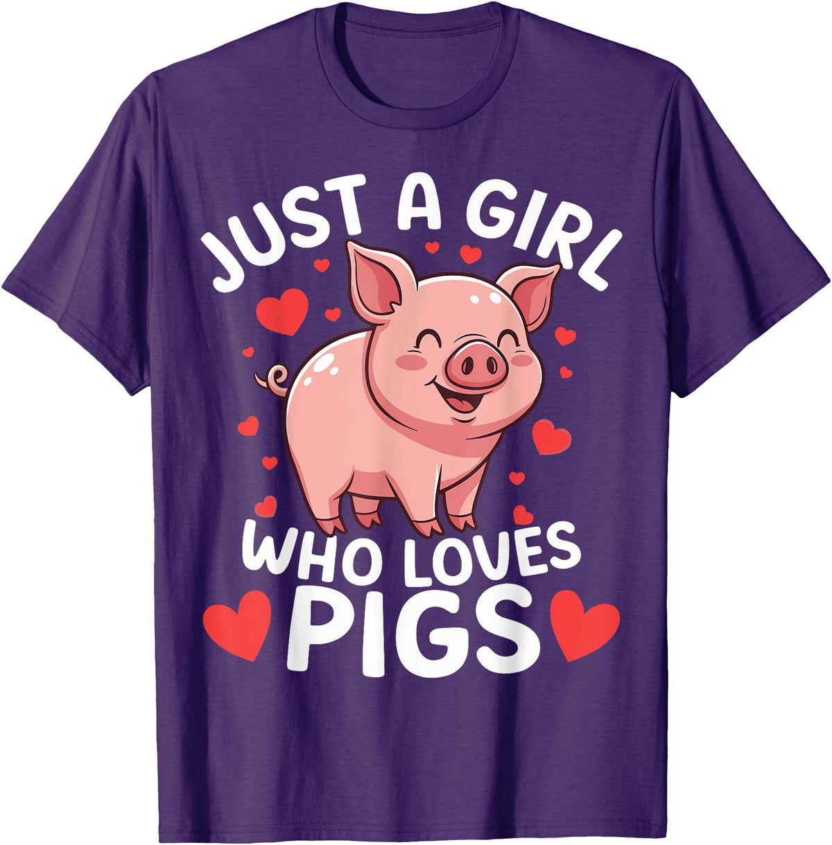 Funny Pig Lovers Cute Pig Just A Girl Who Loves Pigs T-Shirt - Purple