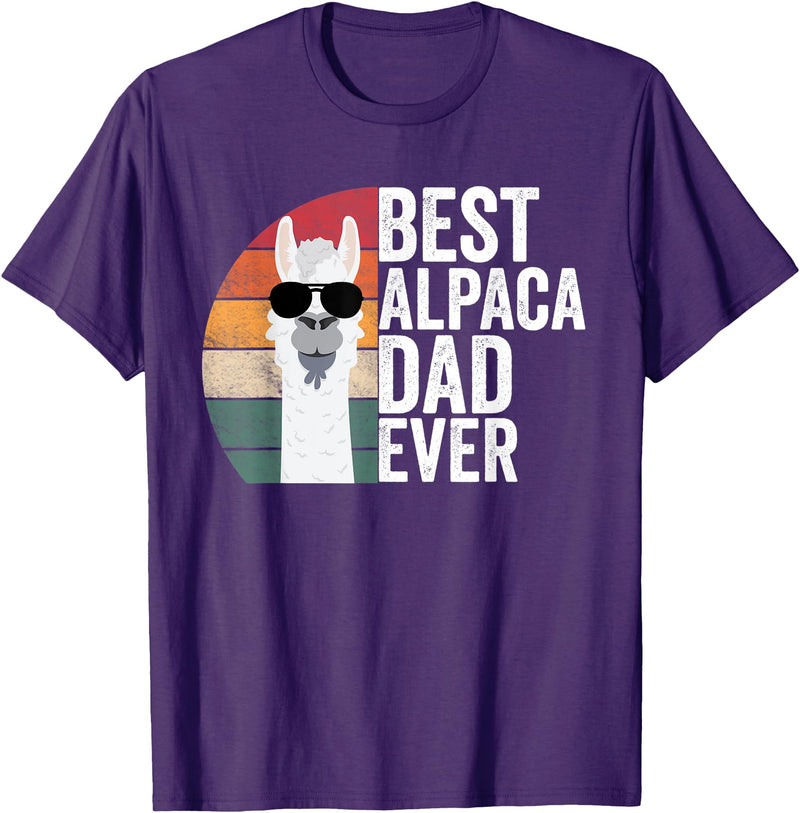 Best Alpaca Dad Accessories Best Alpaca Dad Ever Apparel LLama Lovers Cute Alpacas T-Shirt - Purple