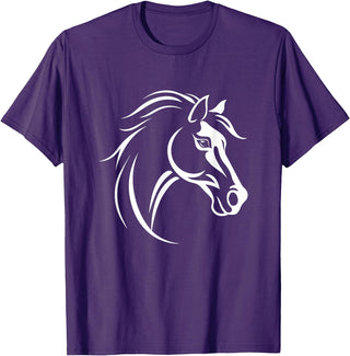 Horse Designs. Horse Equestrian Riding Graphic T-Shirt - Purple