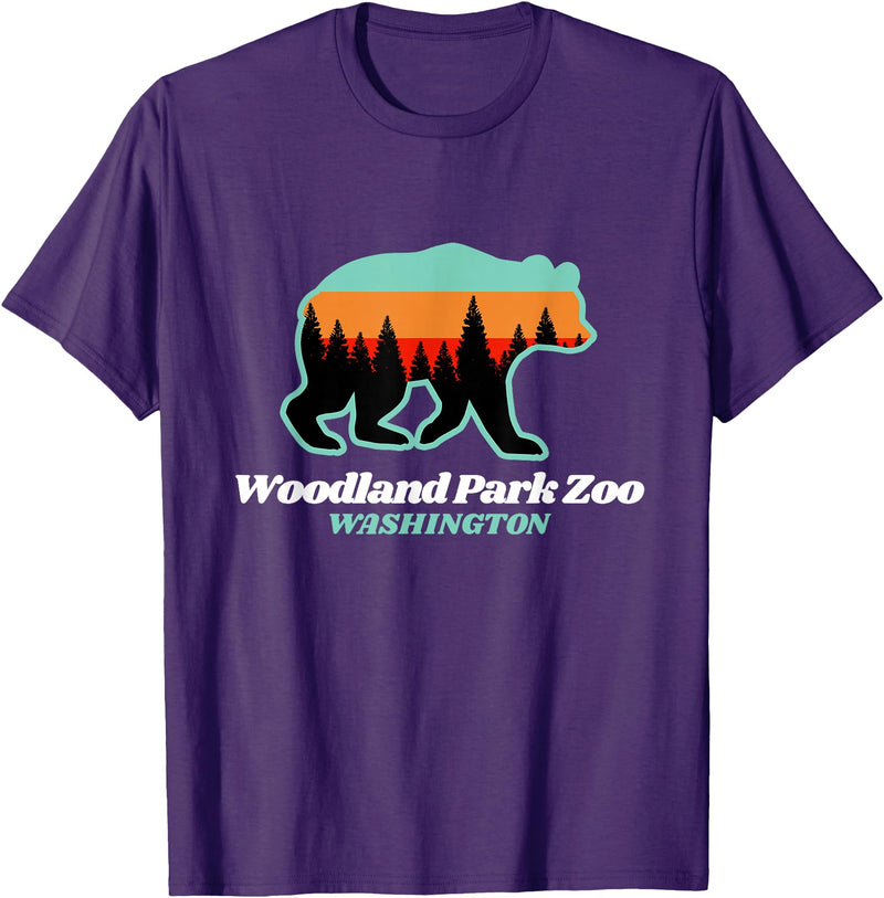Retro Vintage WA Summer Camping & Hiking Souvenir Woodland Park Zoo Washington Tourist T-Shirt - Purple