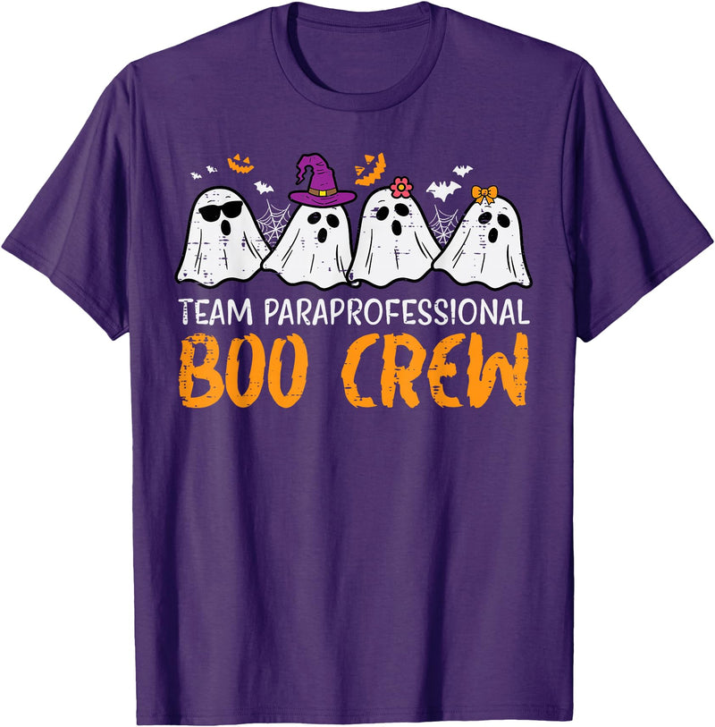 Halloween Shirts For Women Men Kids Boys Girls Halloween Team Paraprofessional Boo Crew para Costume Women T-Shirt - Purple