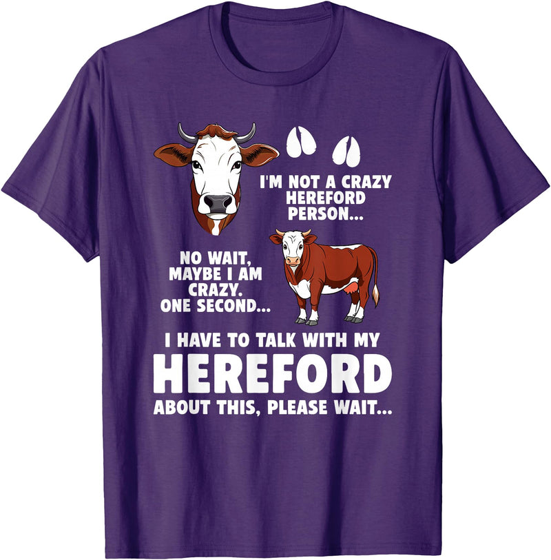 Funny Hereford Cow Lover Hereford Cattle Hereford Cow Lover Funny Hereford Cattle Hereford Cows T-Shirt - Purple