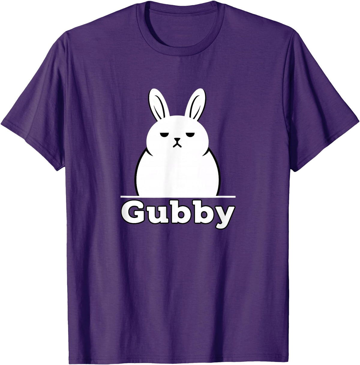 Gubby Rabbit Anime Funny Character Cute Grumpy Bunny T-Shirt in Purple