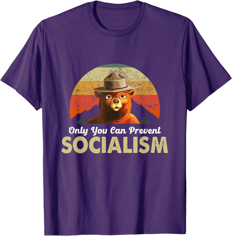 Camping Bear - Vote 2020 Gift - DressedForDuty Only You Can Prevent Socialism - Camping Bear - Vote 2020 T-Shirt - Purple