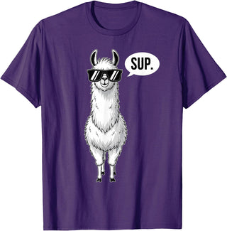 Funny Llama lover Co Alpaca Llama with Sunglasses Sup T-Shirt - Purple