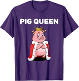 Womens Pig Shirts for Girls Pig Queen | Girls Pig Tshirt | Womens Pig T-Shirt - Purple